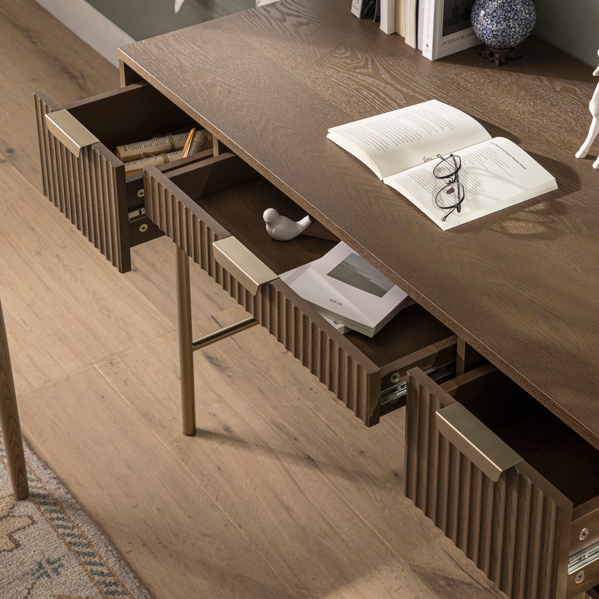 Richmond Ridged Dressing Table, Dark Ash - Image 5