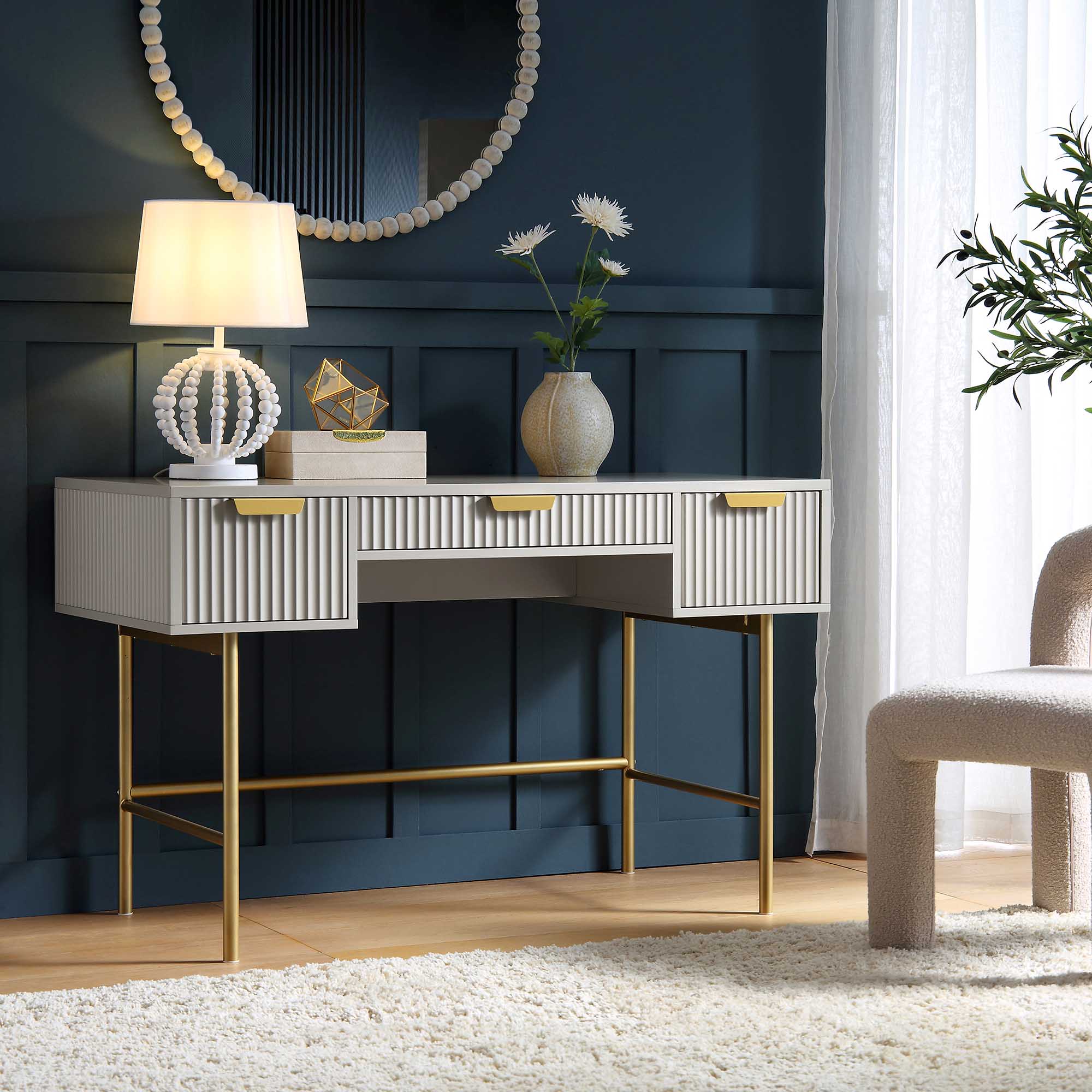 Richmond Ridged Dressing Table, Matte Taupe