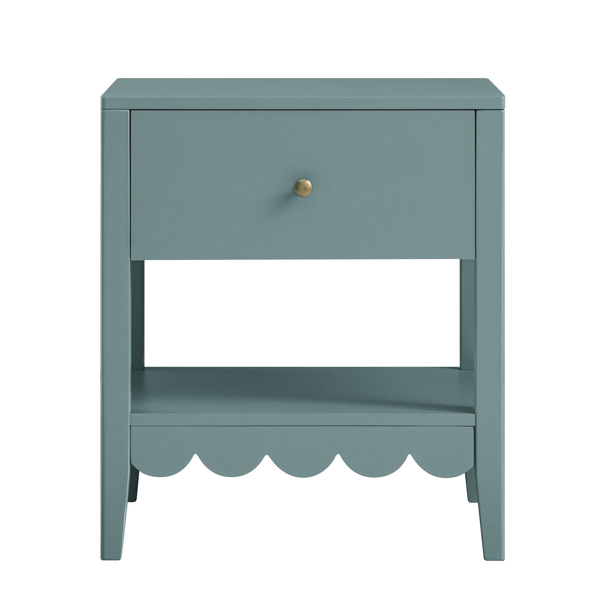 Henley Scalloped Edge Bedside Table with Drawer, Blue Spruce - Image 5