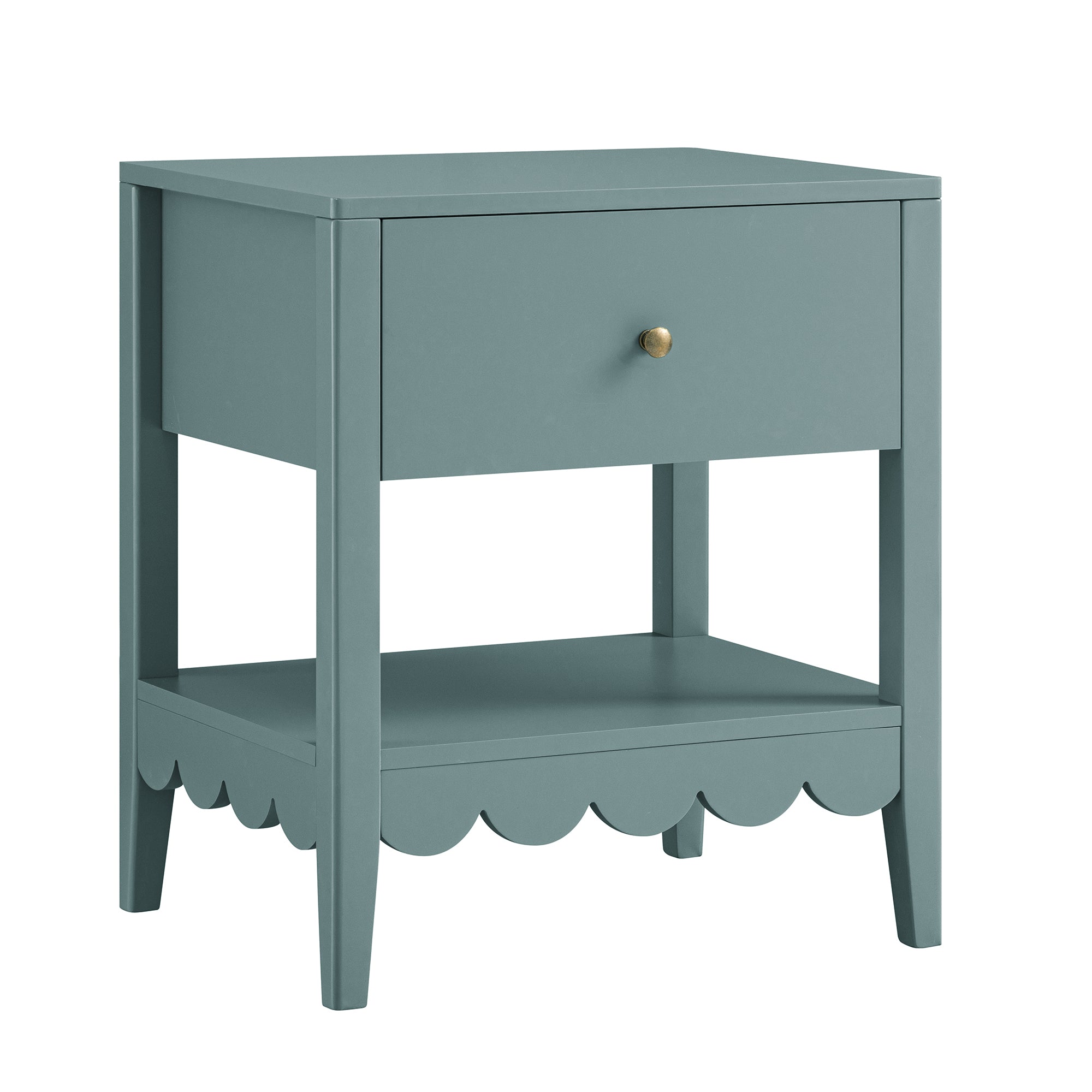 Henley Scalloped Edge Bedside Table with Drawer, Blue Spruce - Image 6