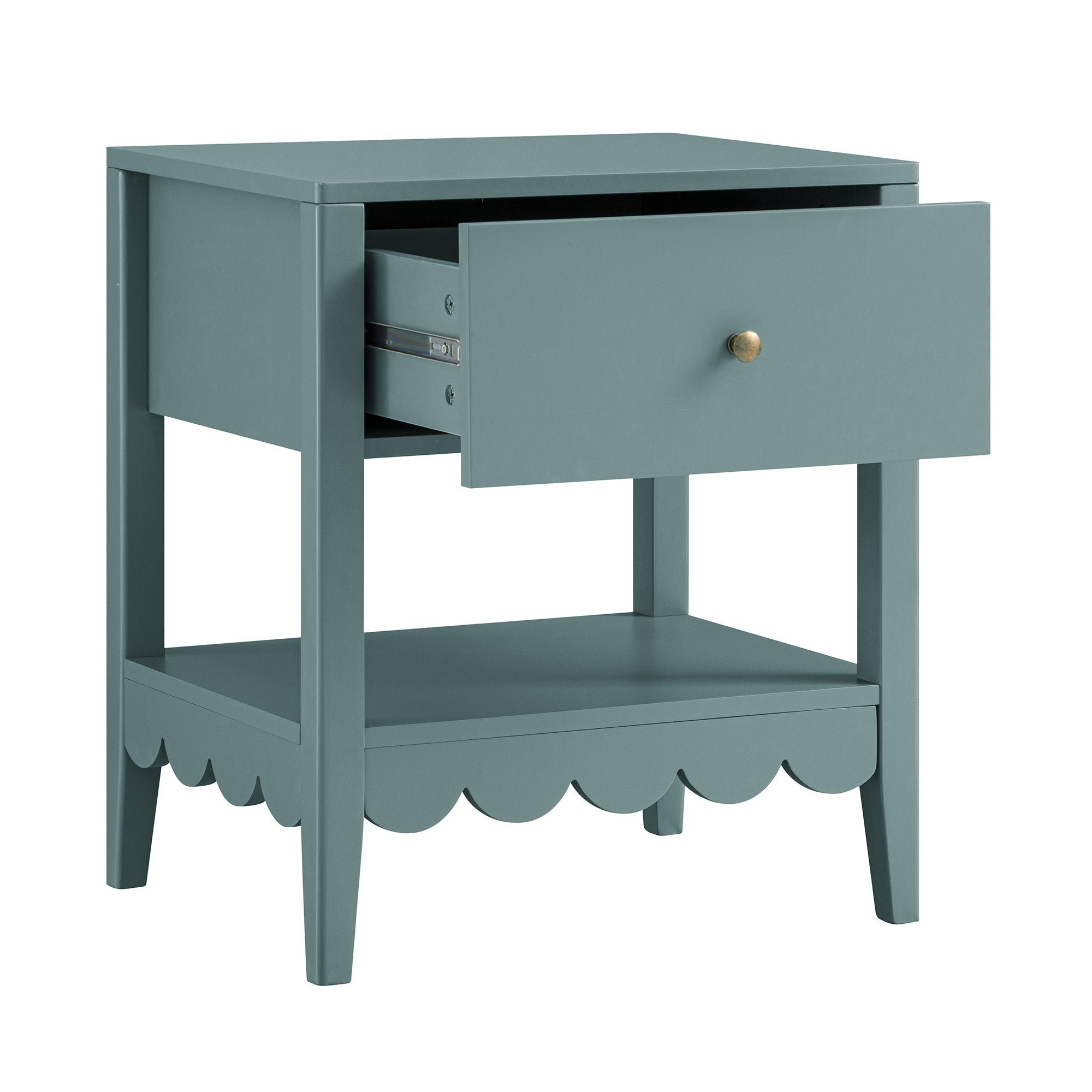 Henley Scalloped Edge Bedside Table with Drawer, Blue Spruce - Image 8
