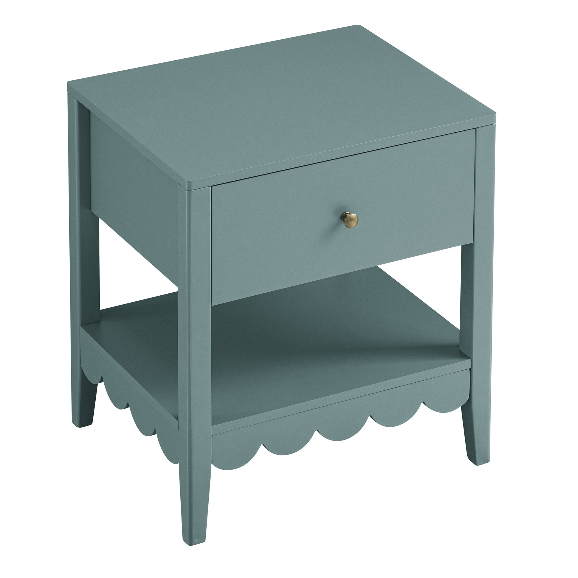 Henley Scalloped Edge Bedside Table with Drawer, Blue Spruce - Image 9