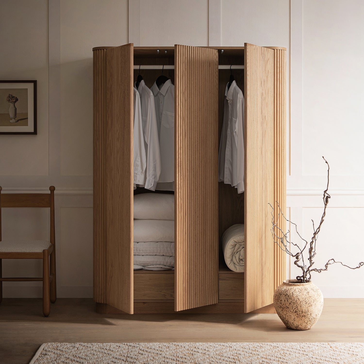 Maru Triple Wardrobe, Oak - Image 2