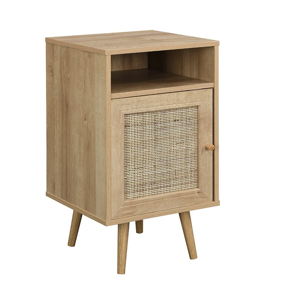 Frances Woven Rattan 1-Door Bedside Table in Natural Colour - Image 3