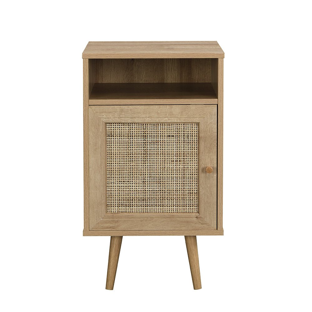 Frances Woven Rattan 1-Door Bedside Table in Natural Colour - Image 4