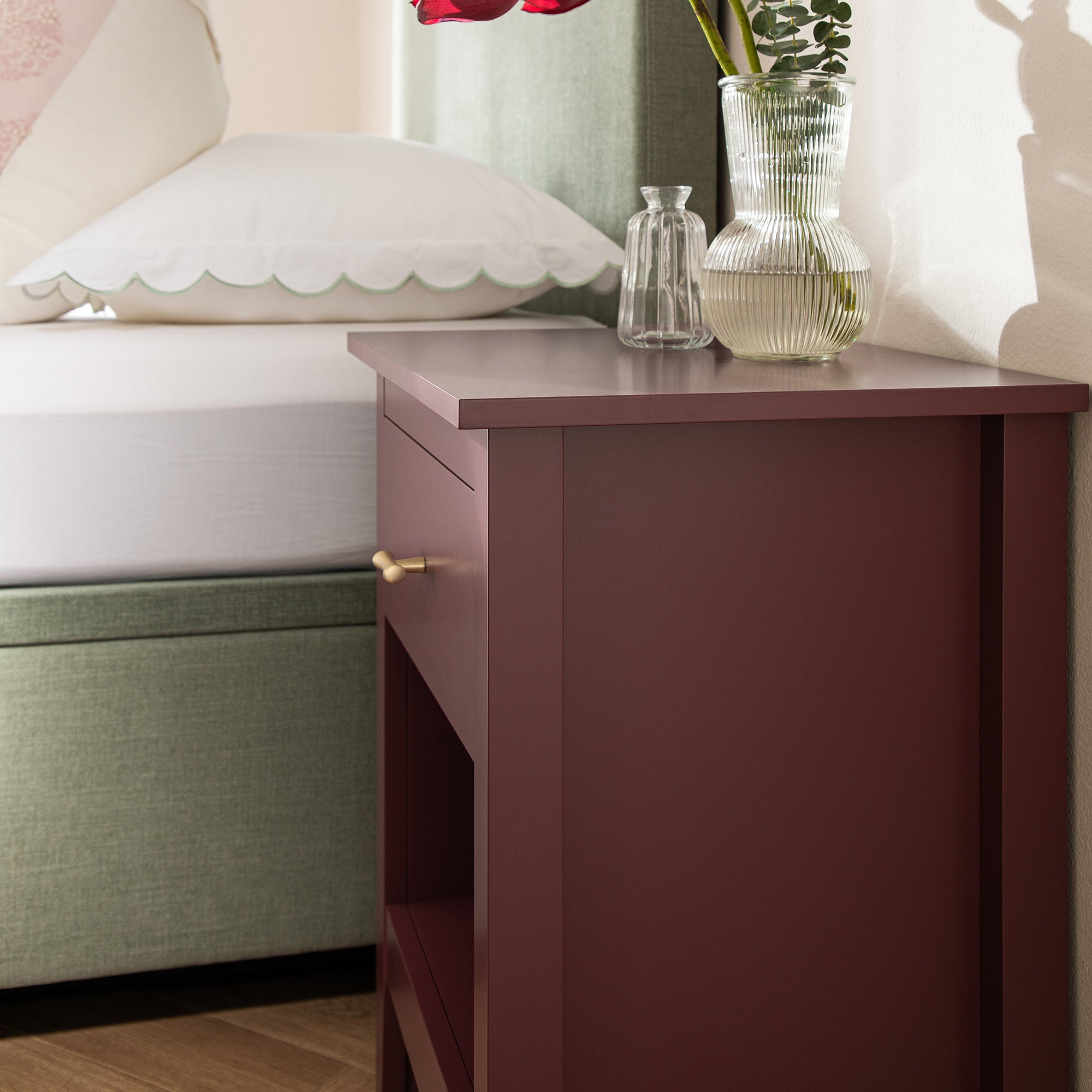 Oakham 1-Drawer Bedside Table, Wild Cherry - Image 5