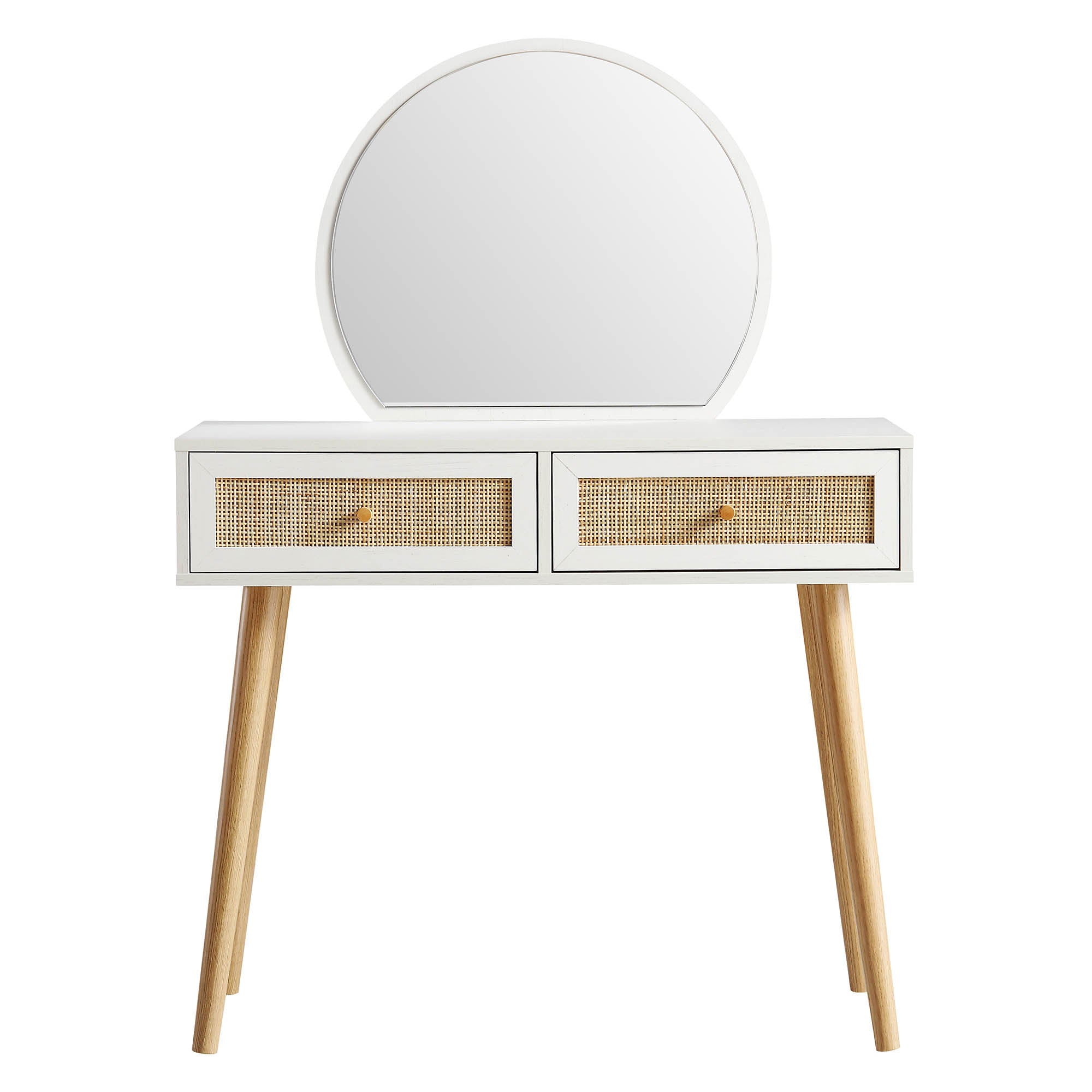 Frances Woven Rattan Dressing Table with Mirror, White - Image 3