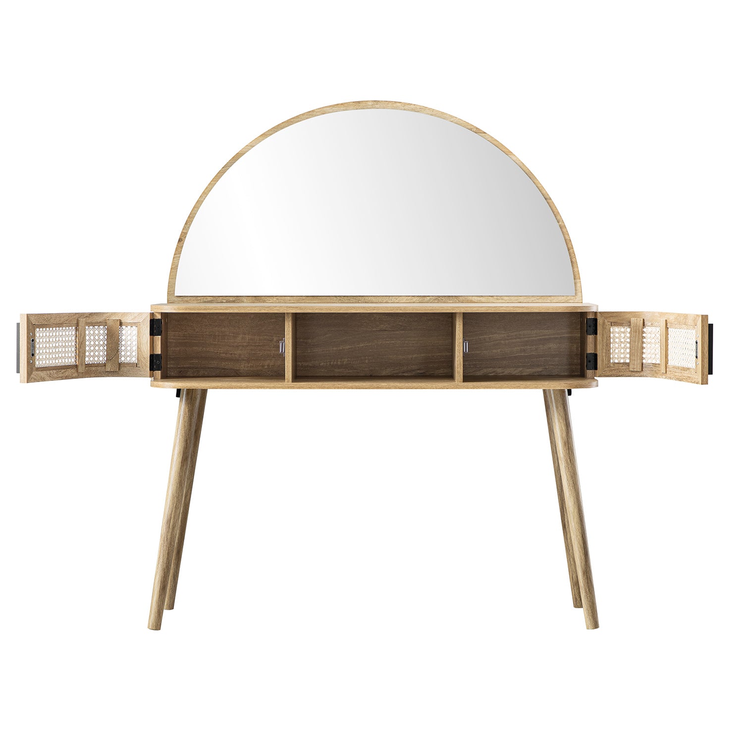 Izzy Curved Rattan Dressing Table, Natural - Image 10