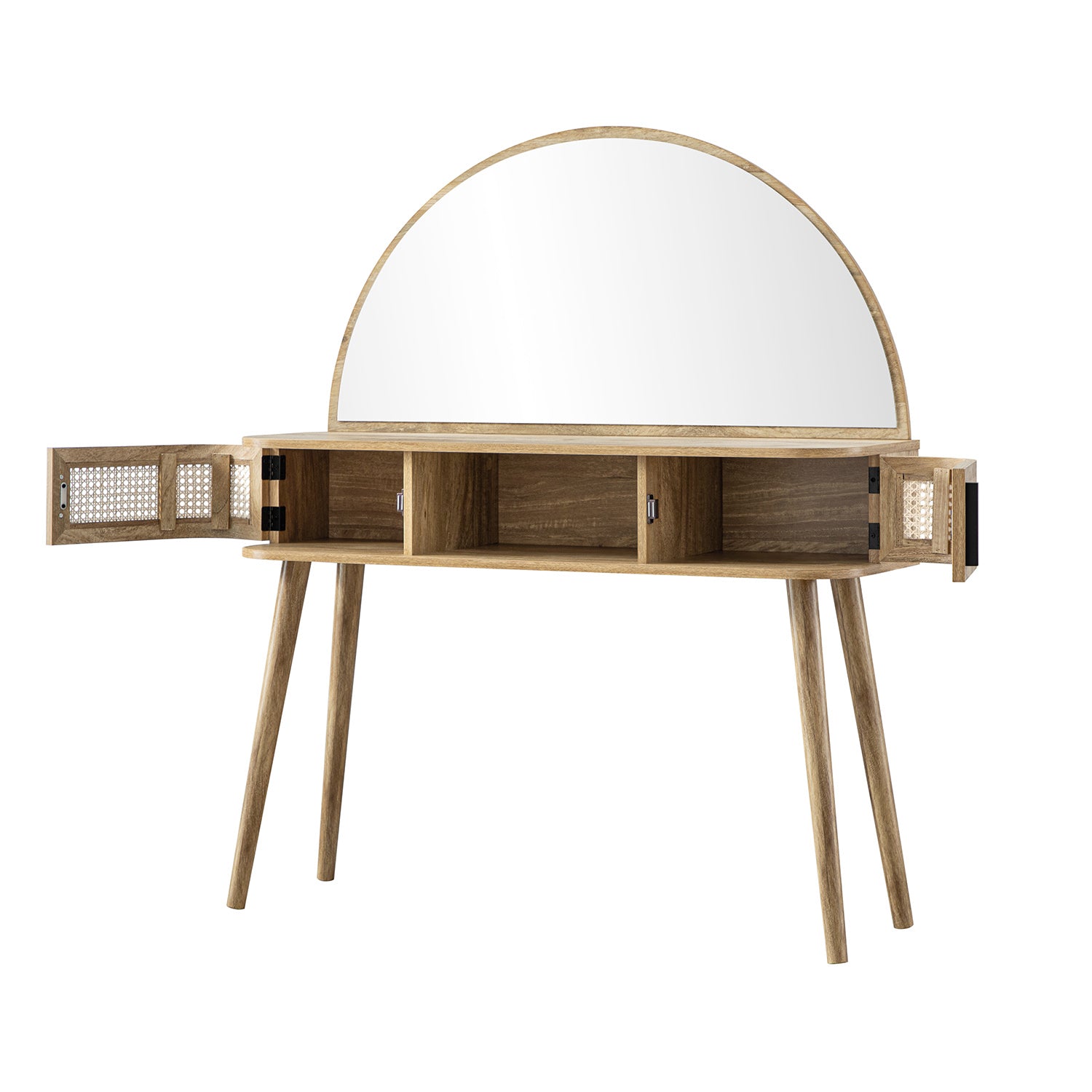 Izzy Curved Rattan Dressing Table, Natural - Image 11