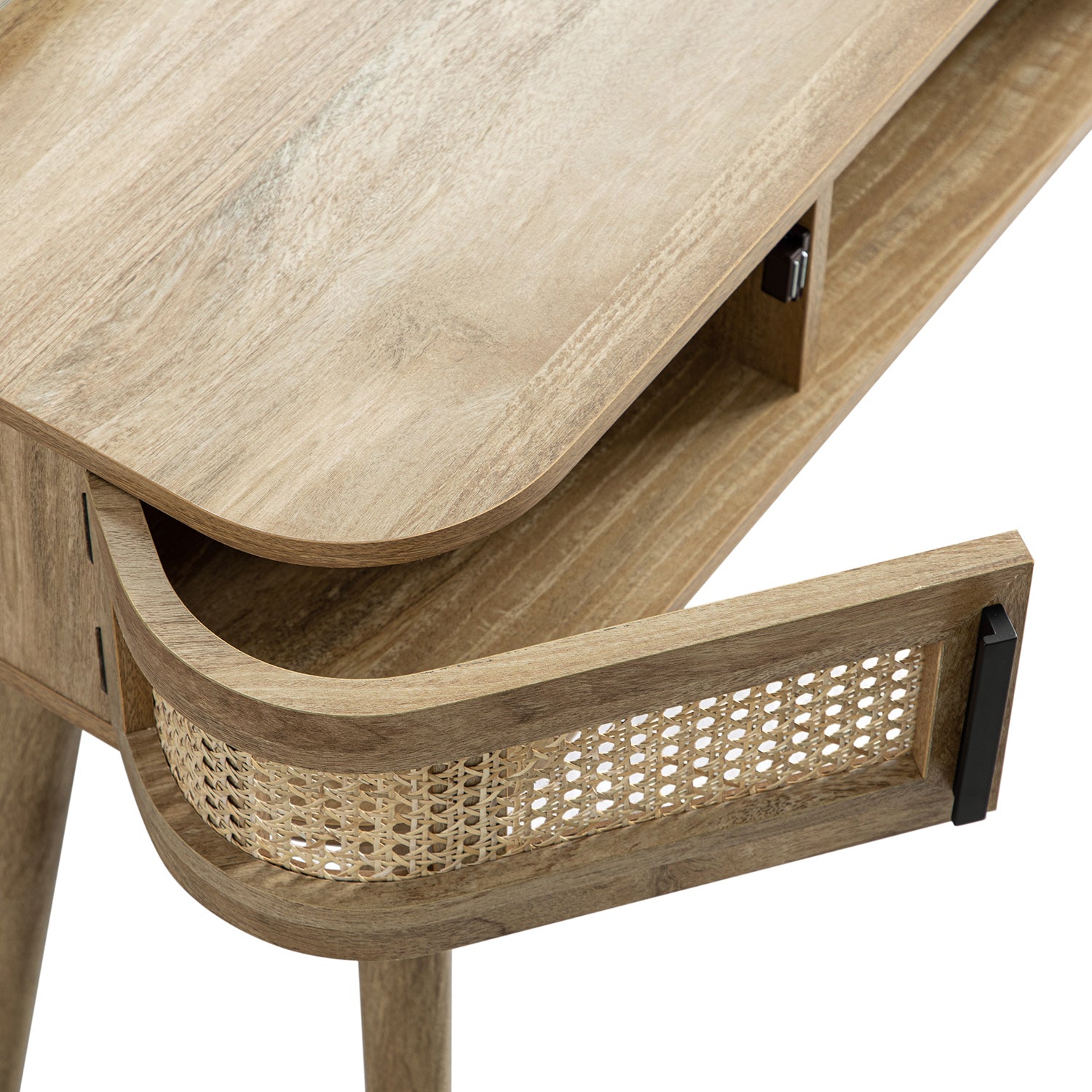 Izzy Curved Rattan Dressing Table, Natural - Image 16