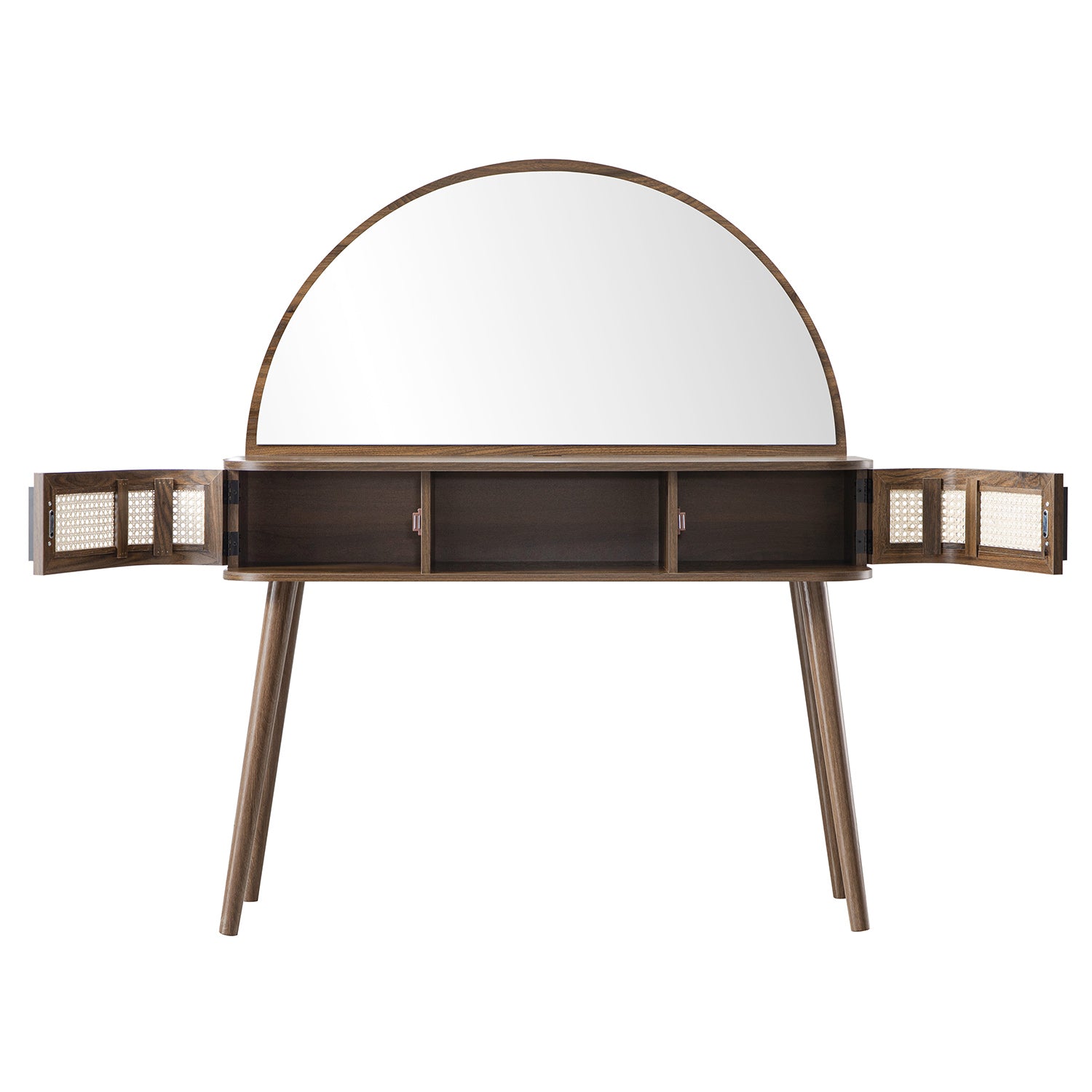 Izzy Curved Rattan Dressing Table, Walnut - Image 11