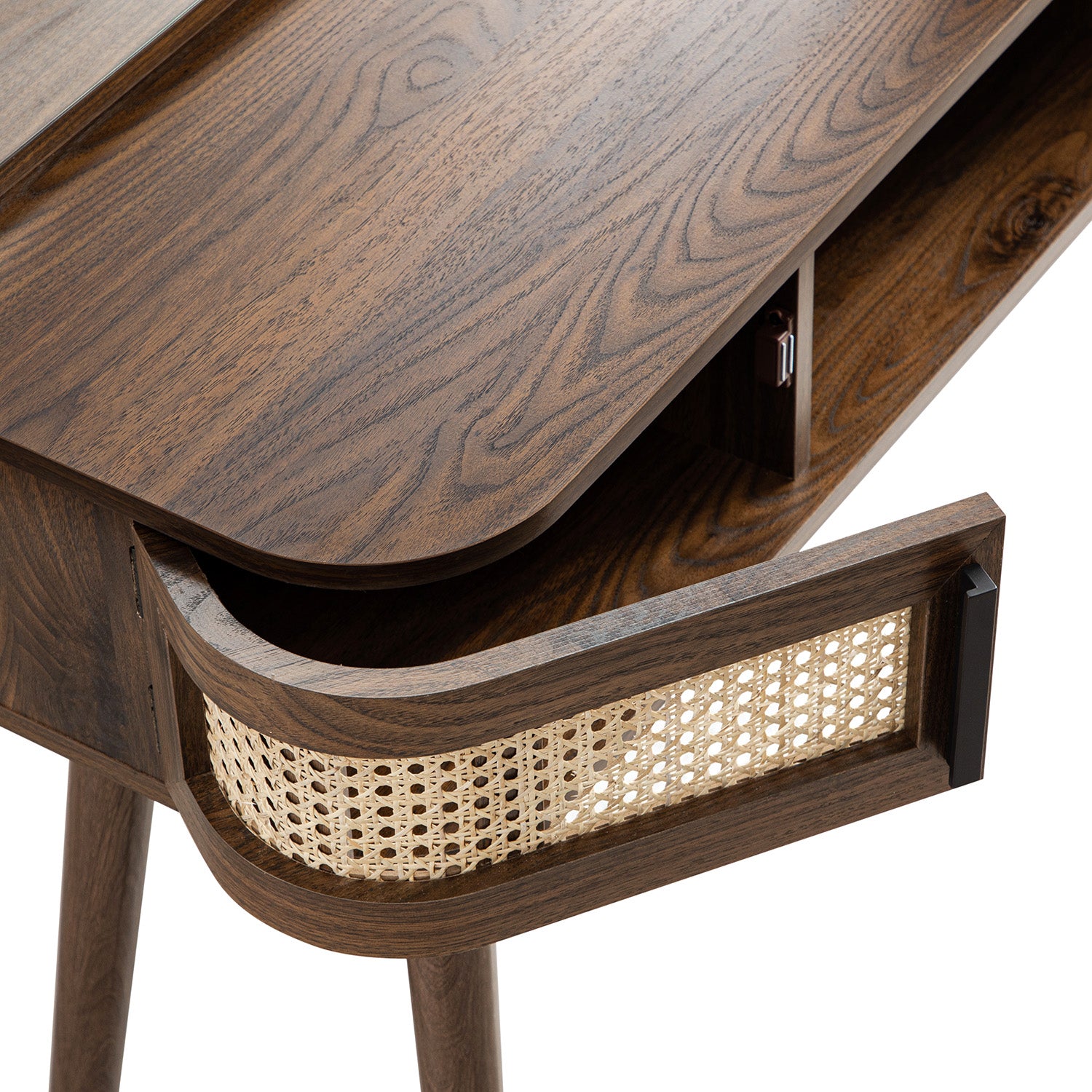 Izzy Curved Rattan Dressing Table, Walnut - Image 16