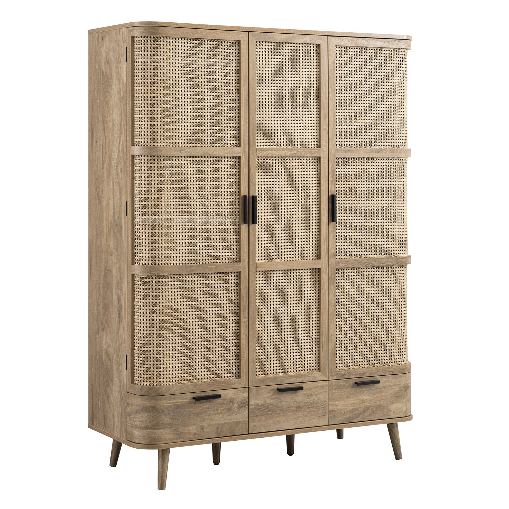 Izzy Curved Rattan Triple Wardrobe, Natural - Image 9