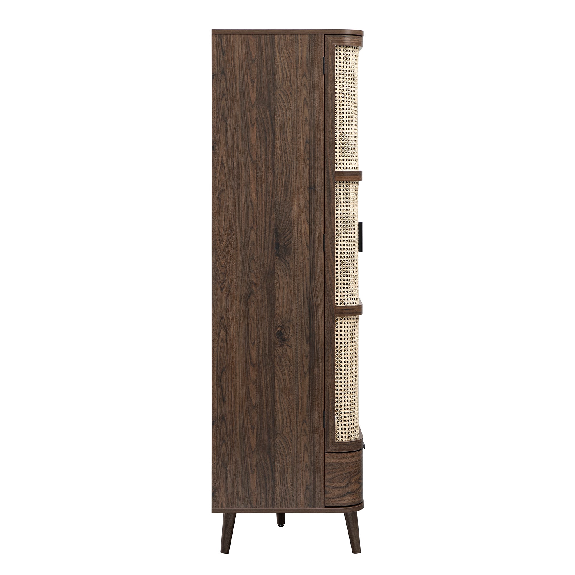 Izzy Curved Rattan Triple Wardrobe, Walnut - Image 13