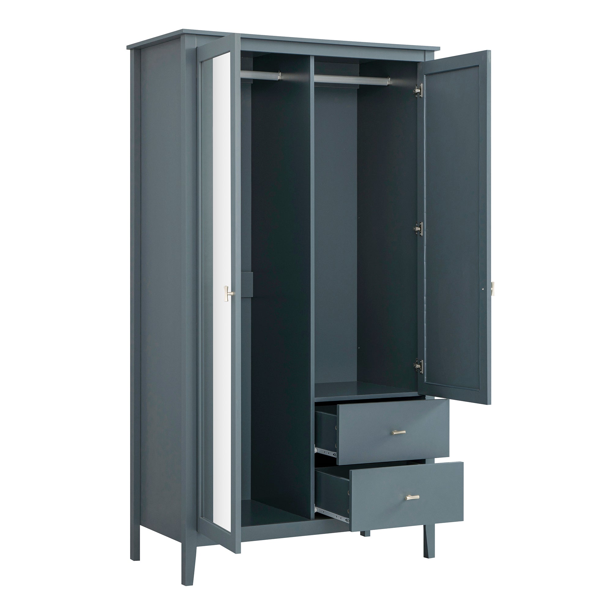 Oakham Mirrored Double Wardrobe, Stormy Blue - Image 11
