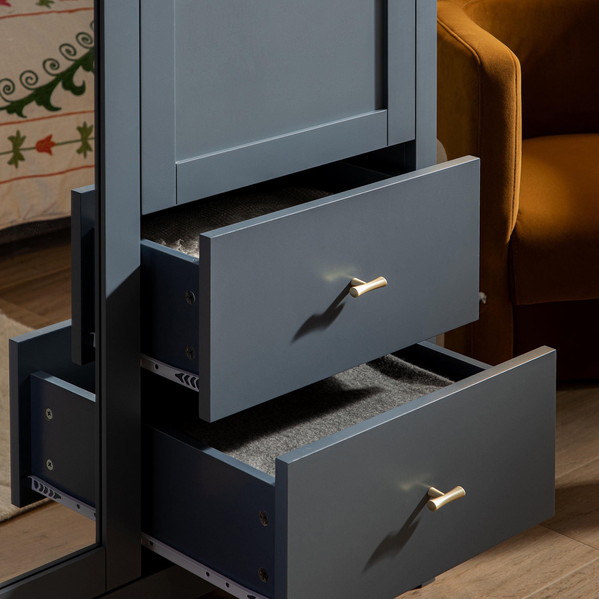 Oakham Mirrored Double Wardrobe, Stormy Blue - Image 6