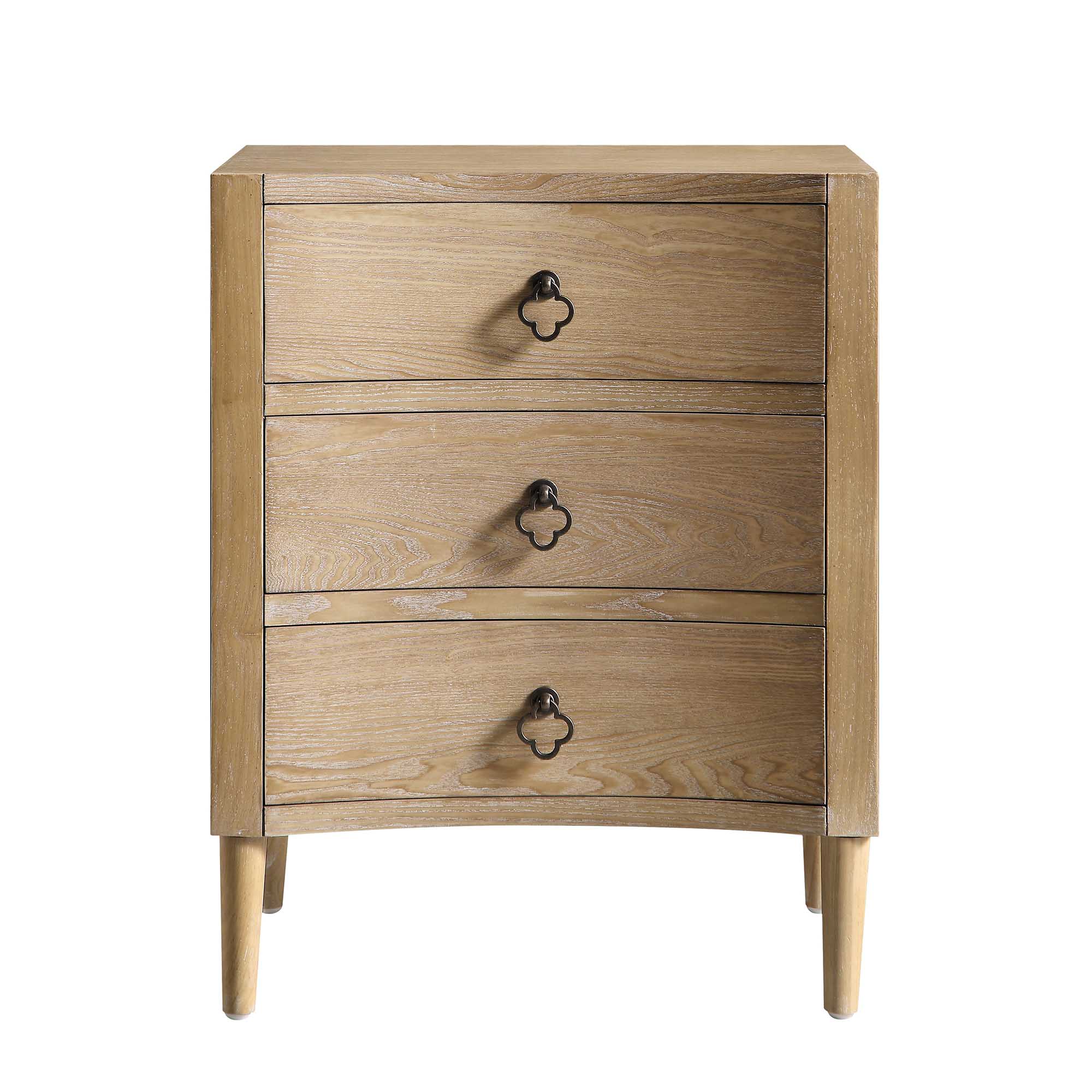 Thalia Concave 3 Drawer Bedside Table, Natural - Image 4