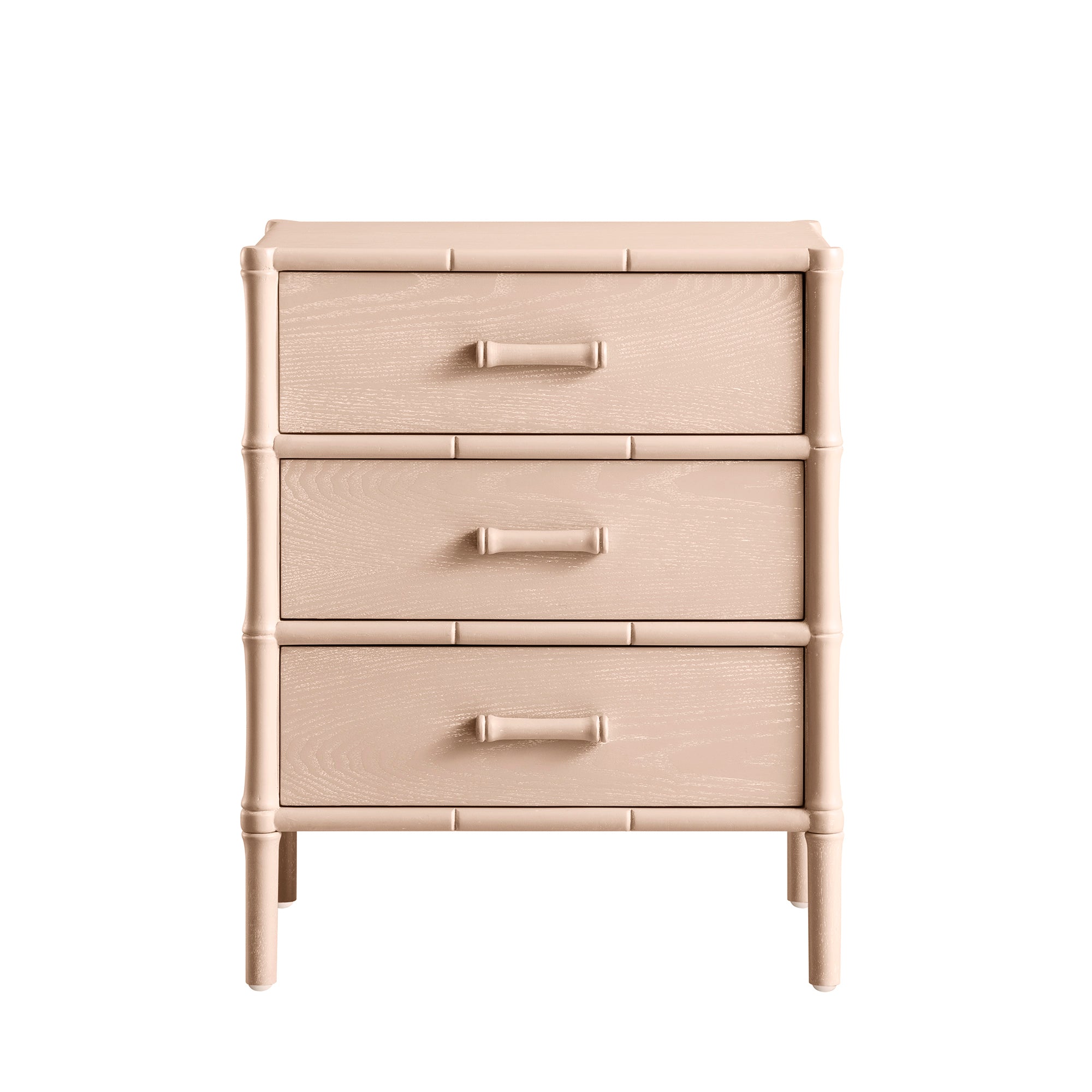 Elstowe Faux Bamboo 3-Drawer Bedside Table, Nude Pink - Image 8