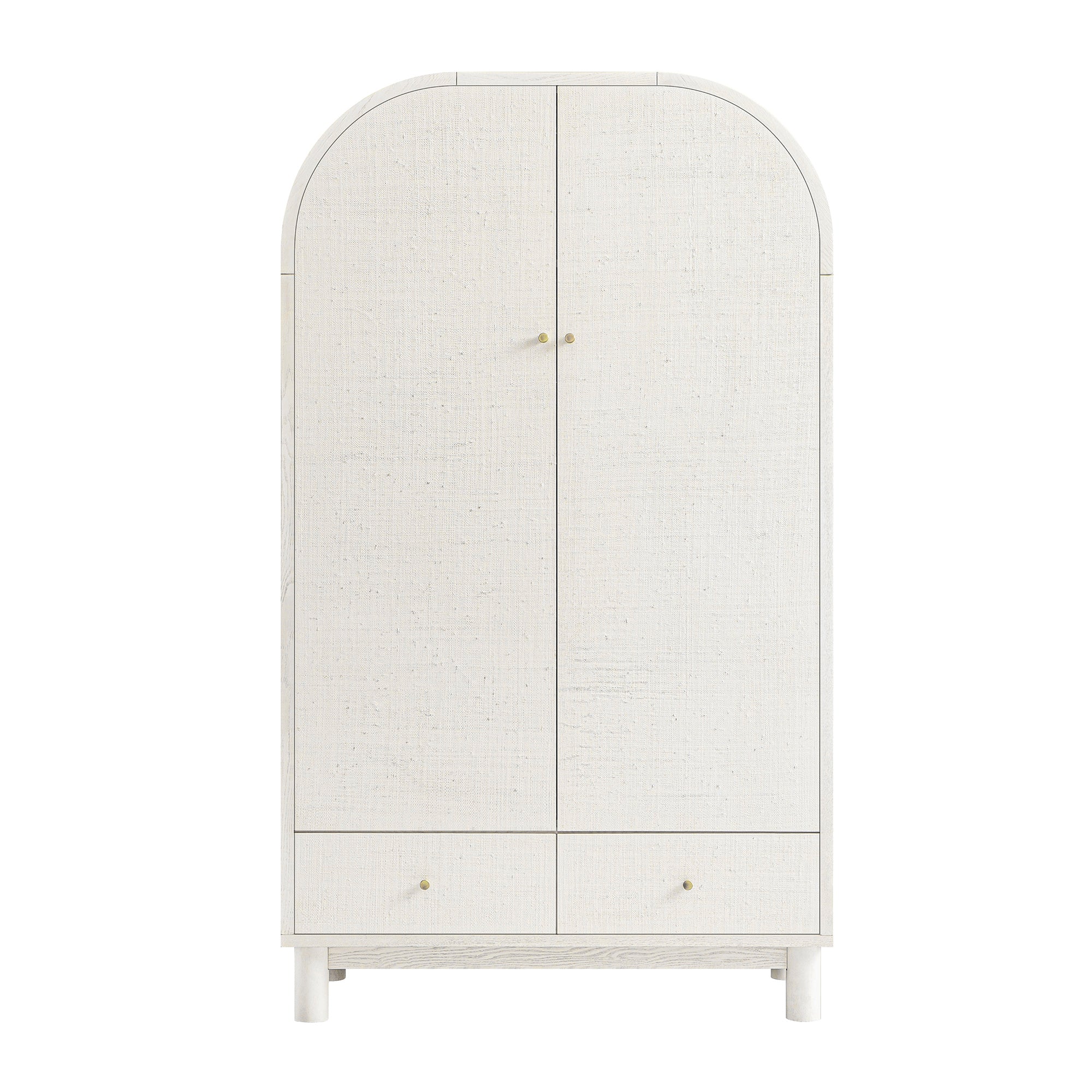 Maude Double Wardrobe, Washed White Ash with Raffia - Image 10