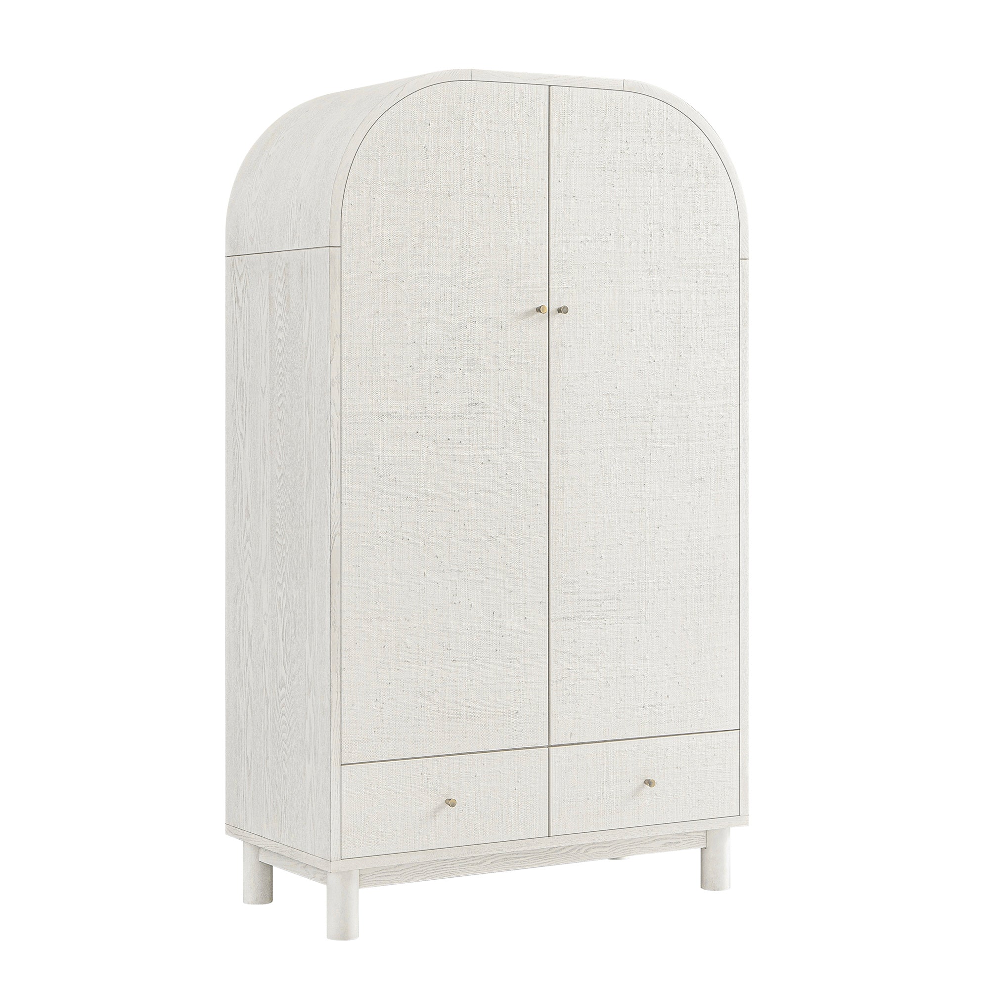 Maude Double Wardrobe, Washed White Ash with Raffia - Image 11