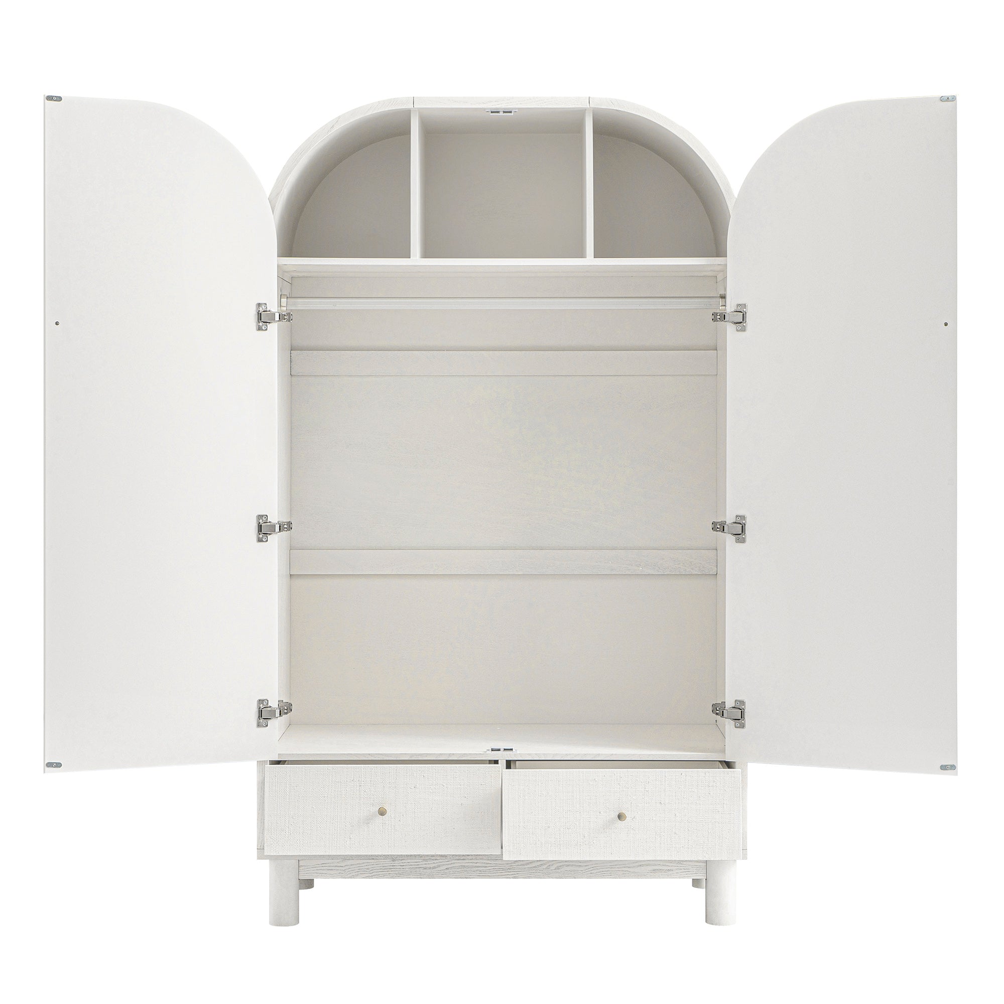Maude Double Wardrobe, Washed White Ash with Raffia - Image 13
