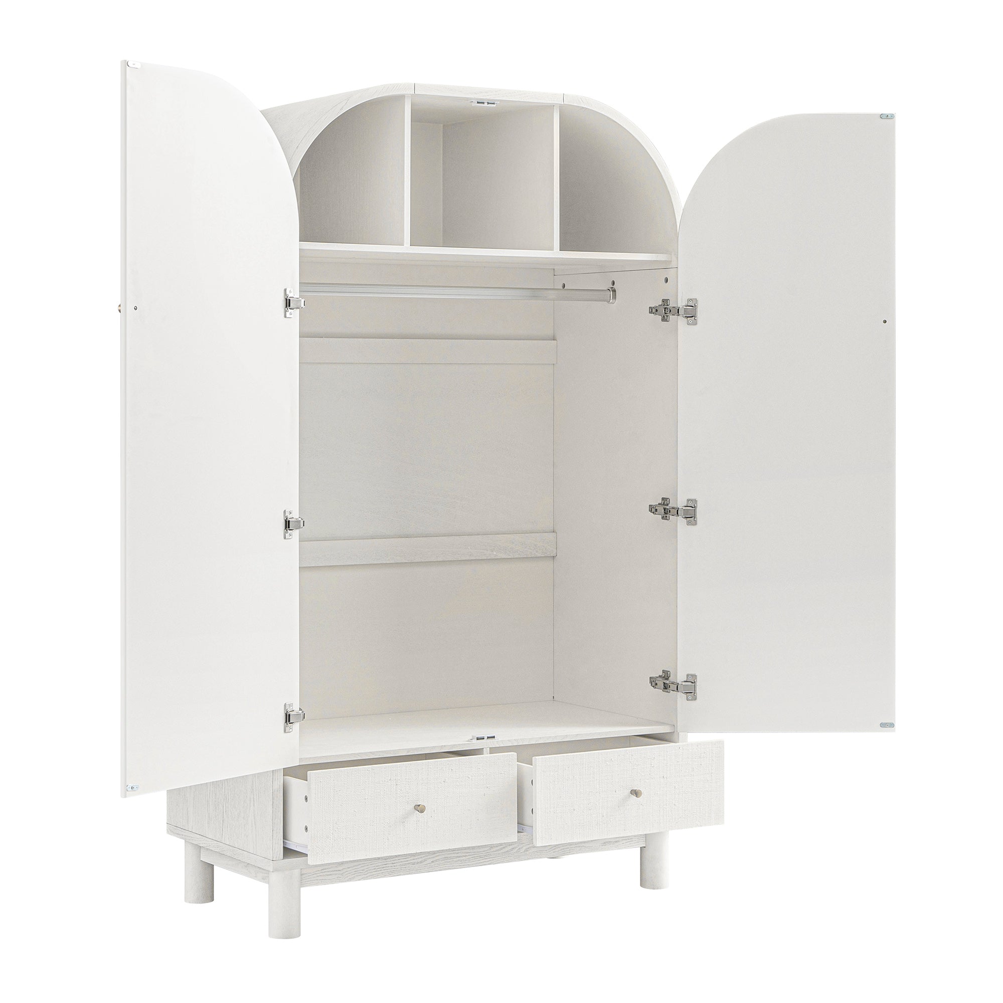 Maude Double Wardrobe, Washed White Ash with Raffia - Image 14