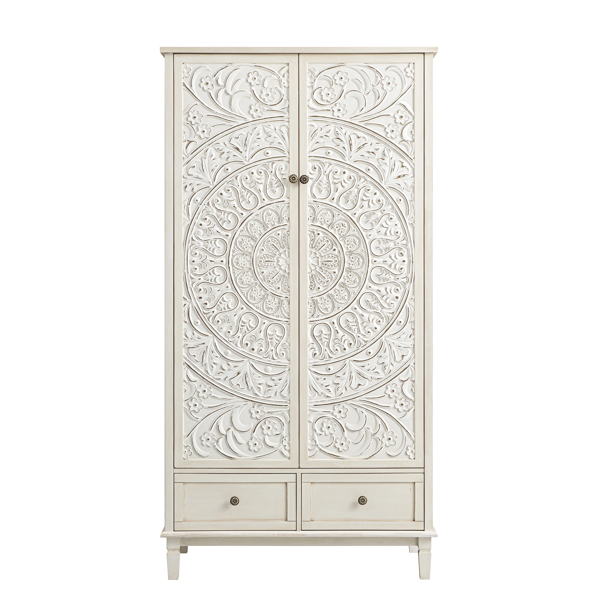 Chantilly Whitewashed Carved Double Wardrobe - Image 7