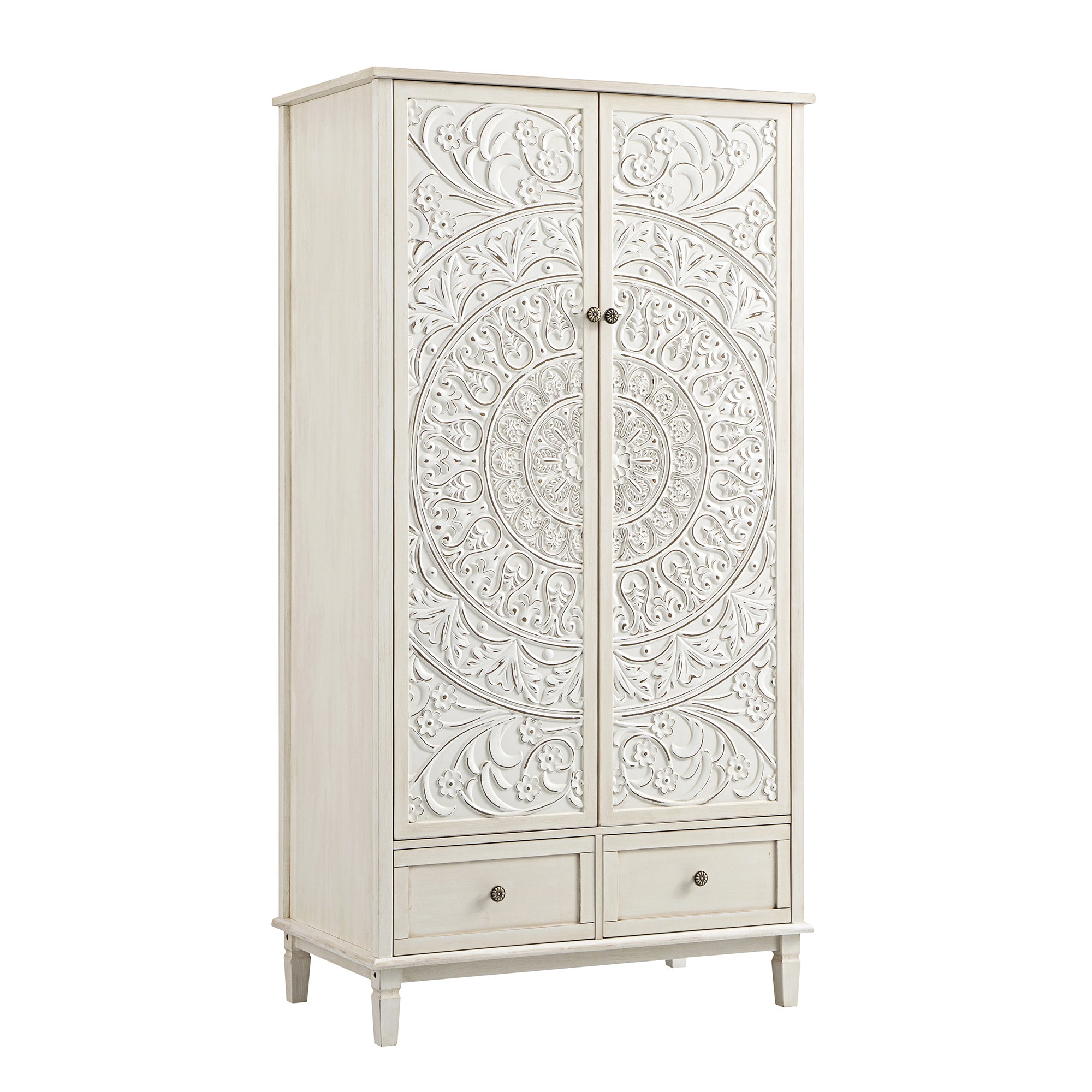 Chantilly Whitewashed Carved Double Wardrobe - Image 8