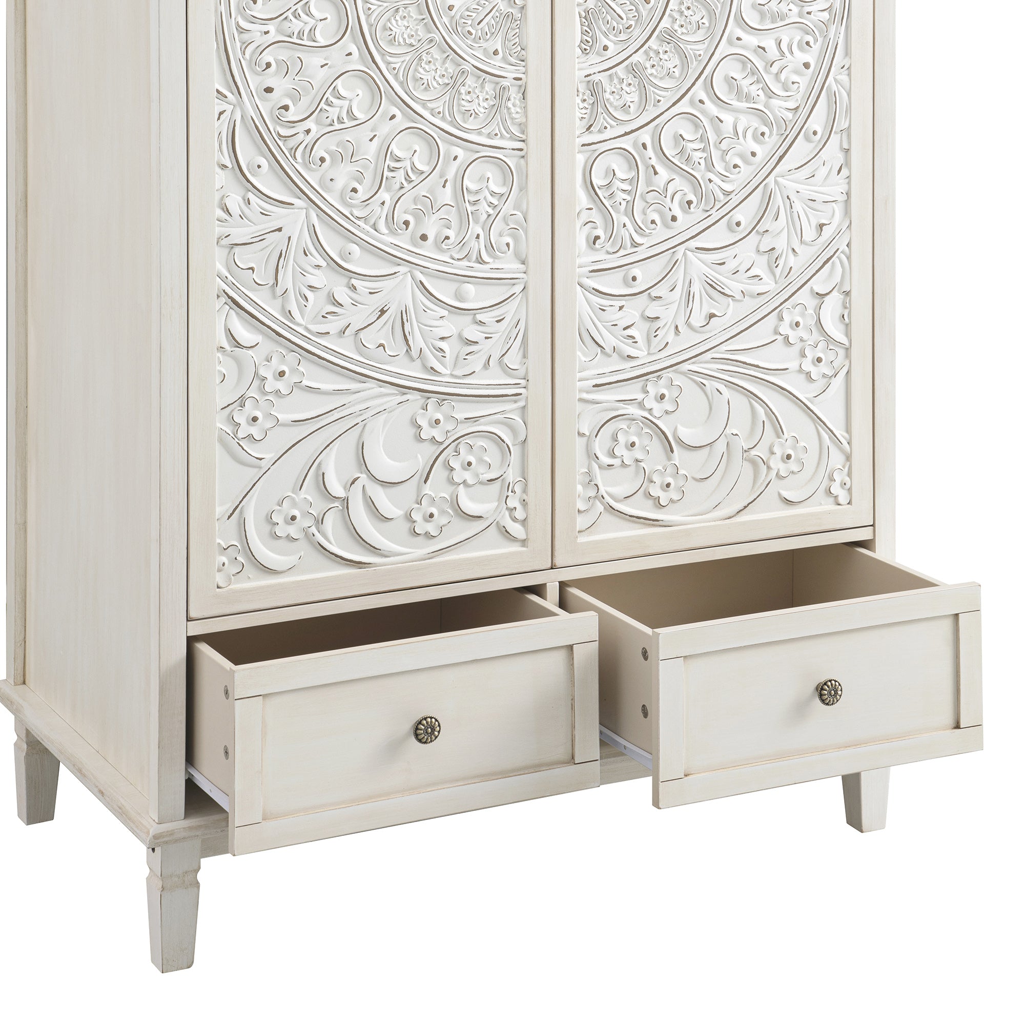 Chantilly Whitewashed Carved Double Wardrobe - Image 14