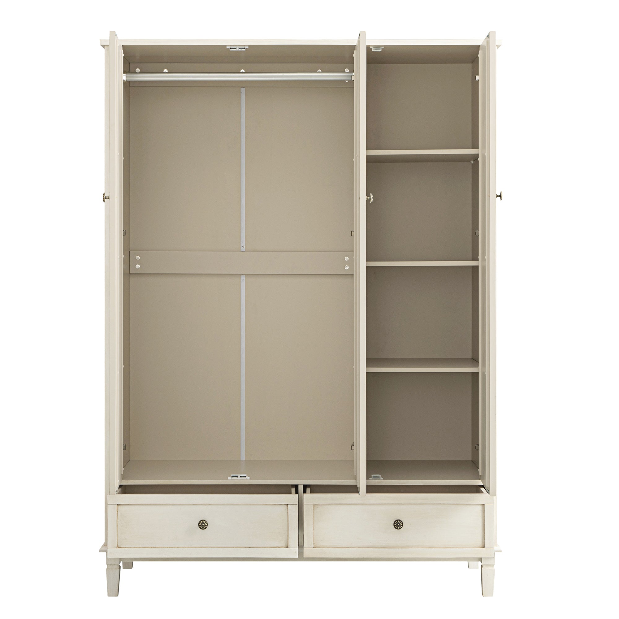 Chantilly Whitewashed Carved Triple Wardrobe - Image 11
