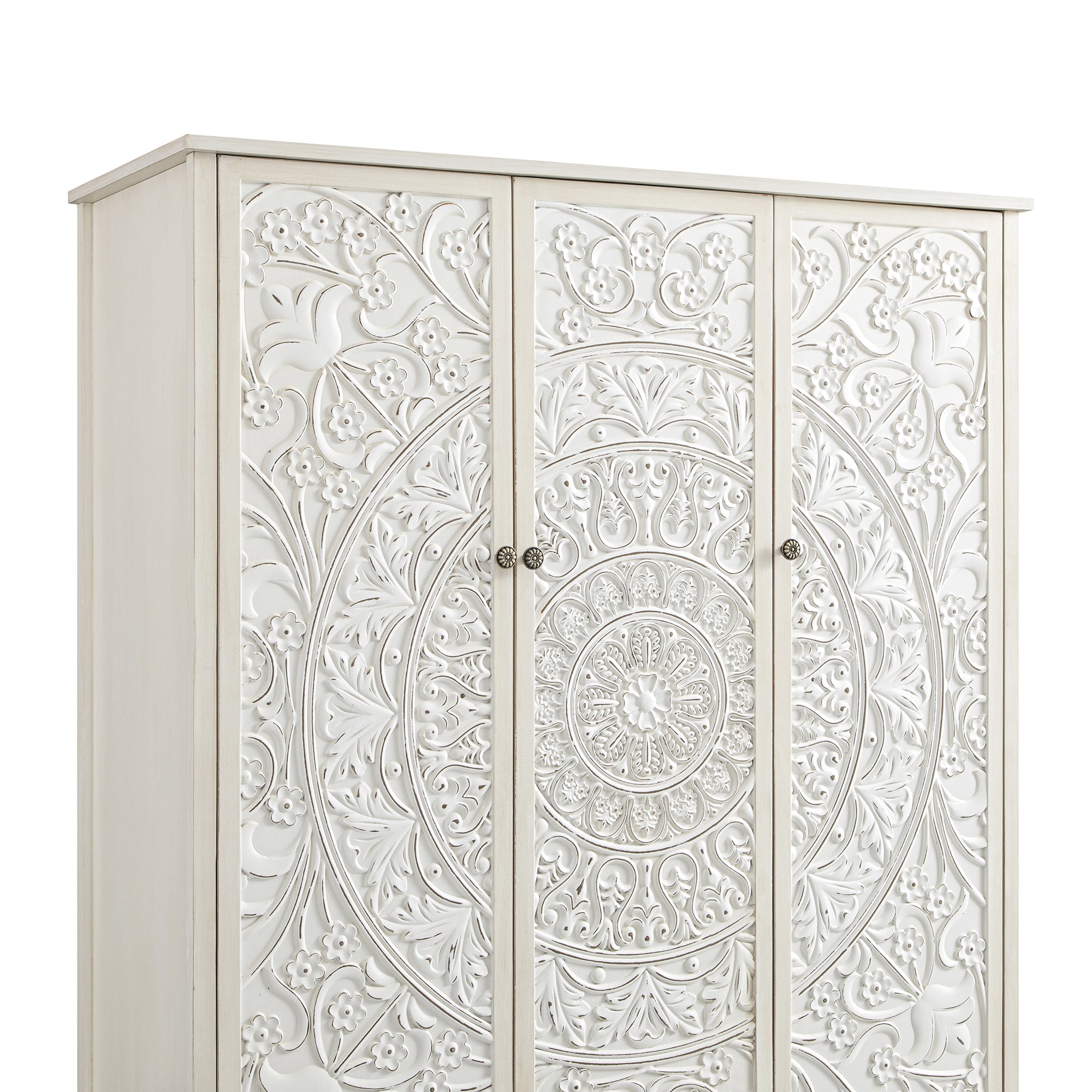 Chantilly Whitewashed Carved Triple Wardrobe - Image 14