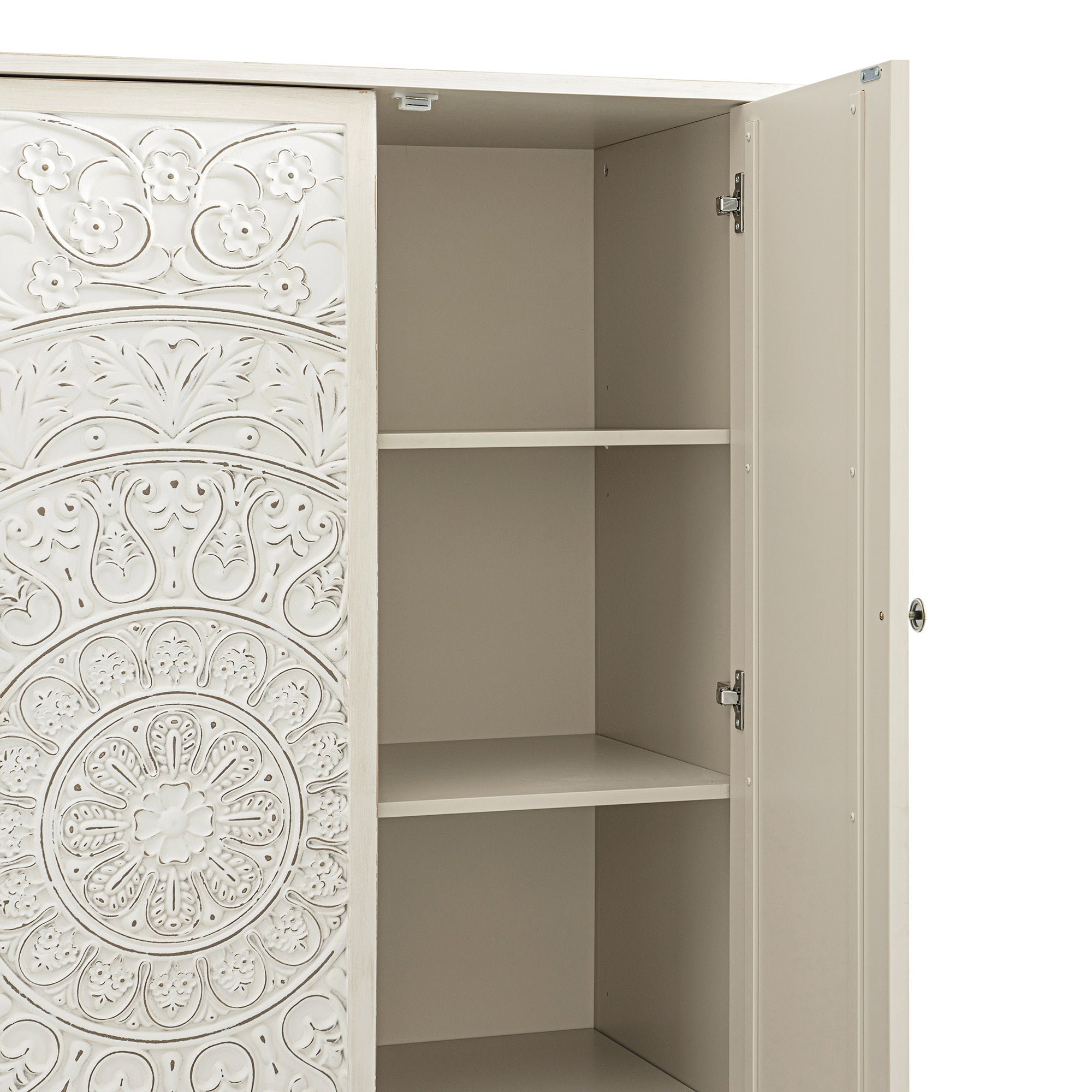 Chantilly Whitewashed Carved Triple Wardrobe - Image 15