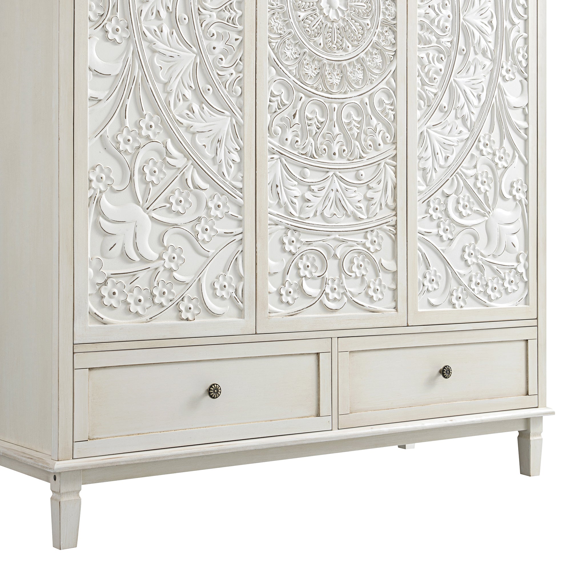 Chantilly Whitewashed Carved Triple Wardrobe - Image 18